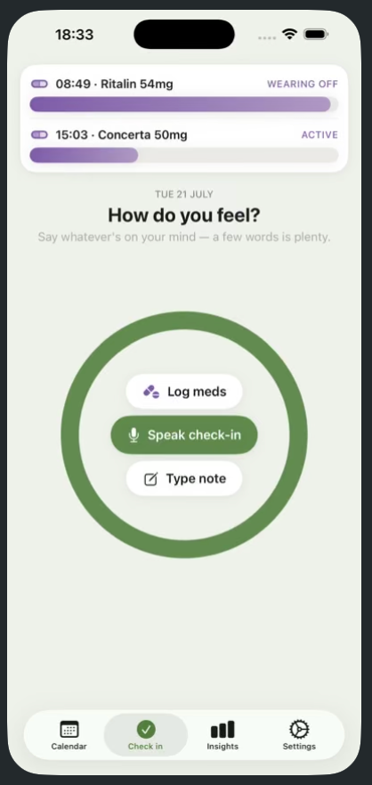 Squirl voice check-in screen: How do you feel?